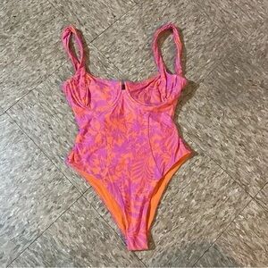 NWT L*Space Kendal One Piece Orange and Purple Floral Swimsuit